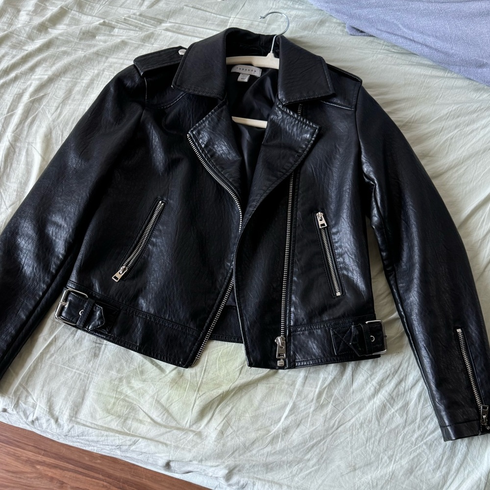 Top shop leather jacket, black, US size 2.